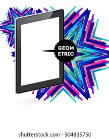 Tablet-PC-Symbol mit geometrischem Hintergrund - Vektorgrafik