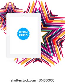 Tablet PC Icon with Geometric Background - Vector Illustration