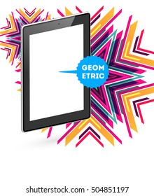 Icono de Tablet PC con fondo geométrico - Ilustración vectorial