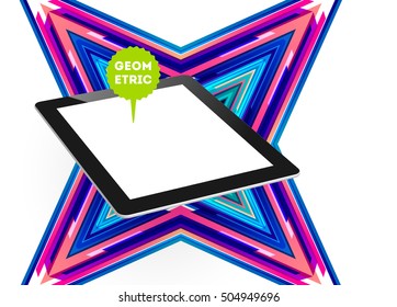 Tablet PC Icon with Geometric Background - Vector Illustration