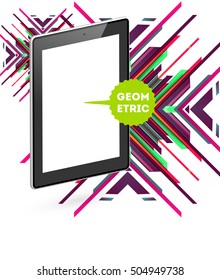 Icono de Tablet PC con fondo geométrico - Ilustración vectorial