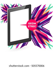 Icono de Tablet PC con fondo geométrico - Ilustración vectorial