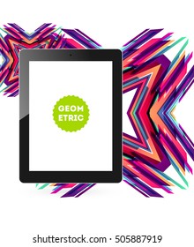 Icono de Tablet PC con fondo geométrico - Ilustración vectorial