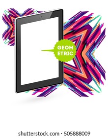 Tablet PC Icon with Geometric Background - Vector Illustration