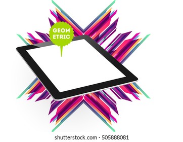 Icono de Tablet PC con fondo geométrico - Ilustración vectorial