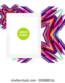 Tablet-PC-Symbol mit geometrischem Hintergrund - Vektorgrafik
