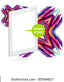 Icono de Tablet PC con fondo geométrico - Ilustración vectorial
