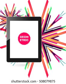 Ícone do Tablet PC com Plano de Fundo Geométrico - Ilustração de Vetor