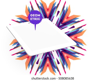 Tablet PC Icon with Geometric Background - Vector Illustration