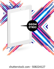 Tablet PC Icon with Geometric Background - Vector Illustration