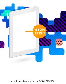 Tablet PC Icon with Geometric Background - Vector Illustration