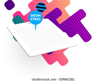Tablet-PC-Symbol mit geometrischem Hintergrund - Vektorgrafik