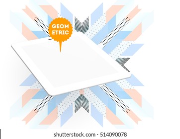 Tablet PC Icon with Geometric Background - Vector Illustration