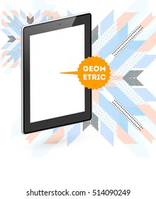 Tablet-PC-Symbol mit geometrischem Hintergrund - Vektorgrafik