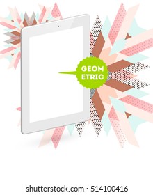 Tablet PC Icon with Geometric Background - Vector Illustration