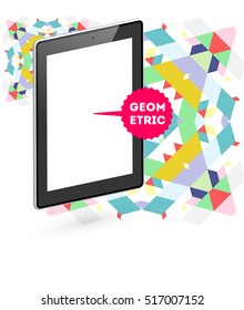 Tablet PC Icon with Geometric Background - Vector Illustration
