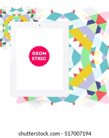 Ícone do Tablet PC com Plano de Fundo Geométrico - Ilustração de Vetor