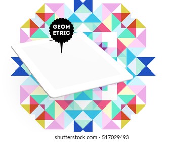 Tablet-PC-Symbol mit geometrischem Hintergrund - Vektorgrafik