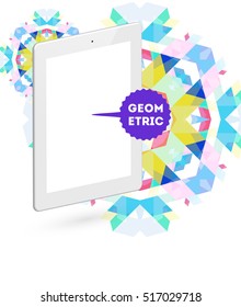 Icono de Tablet PC con fondo geométrico - Ilustración vectorial