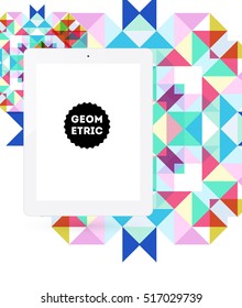 Icono de Tablet PC con fondo geométrico - Ilustración vectorial
