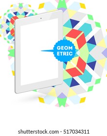 Tablet PC Icon with Geometric Background - Vector Illustration