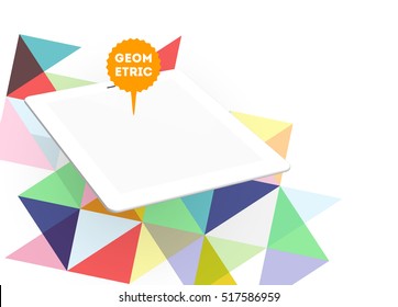 Tablet PC Icon with Geometric Background - Vector Illustration