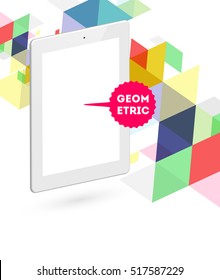 Tablet PC Icon with Geometric Background - Vector Illustration