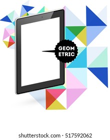 Icono de Tablet PC con fondo geométrico - Ilustración vectorial