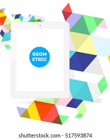 Tablet PC Icon with Geometric Background - Vector Illustration