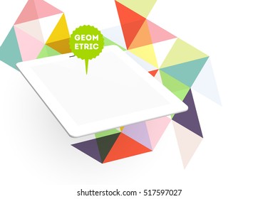 Tablet PC Icon with Geometric Background - Vector Illustration