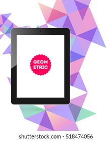 Icono de Tablet PC con fondo geométrico - Ilustración vectorial