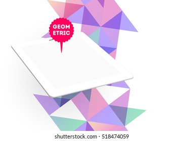 Tablet PC Icon with Geometric Background - Vector Illustration