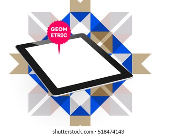 Icono de Tablet PC con fondo geométrico - Ilustración vectorial