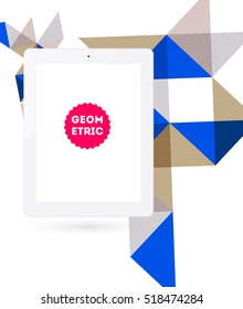 Tablet-PC-Symbol mit geometrischem Hintergrund - Vektorgrafik
