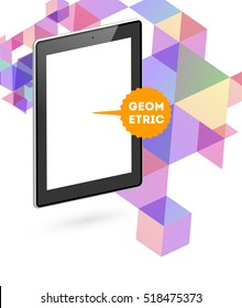 Icono de Tablet PC con fondo geométrico - Ilustración vectorial