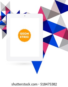 Icono de Tablet PC con fondo geométrico - Ilustración vectorial