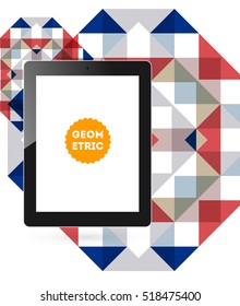 Tablet PC Icon with Geometric Background - Vector Illustration
