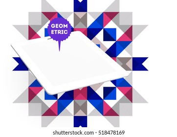 Tablet PC Icon with Geometric Background - Vector Illustration