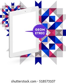 Tablet PC Icon with Geometric Background - Vector Illustration