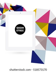 Tablet-PC-Symbol mit geometrischem Hintergrund - Vektorgrafik