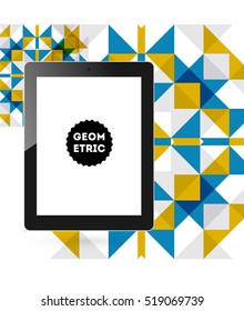 Icono de Tablet PC con fondo geométrico - Ilustración vectorial