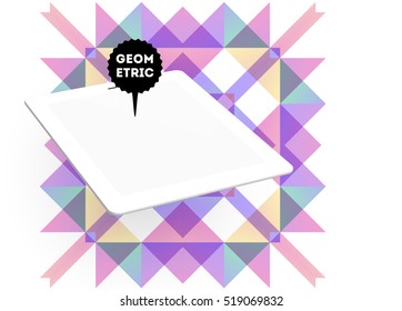 Tablet PC Icon with Geometric Background - Vector Illustration