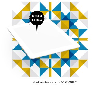 Tablet PC Icon with Geometric Background - Vector Illustration