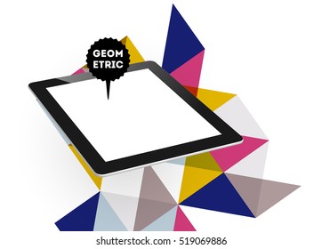 Icono de Tablet PC con fondo geométrico - Ilustración vectorial