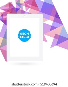 Tablet PC Icon with Geometric Background - Vector Illustration