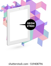 Tablet PC Icon with Geometric Background - Vector Illustration