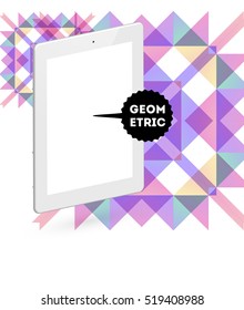 Tablet PC Icon with Geometric Background - Vector Illustration