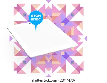 Tablet PC Icon with Geometric Background - Vector Illustration