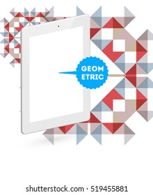 Tablet PC Icon with Geometric Background - Vector Illustration