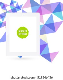 Icono de Tablet PC con fondo geométrico - Ilustración vectorial